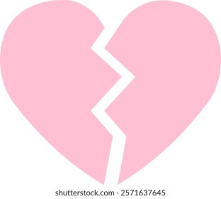 This is an icon illustration of a pink broken heart (broken heart).