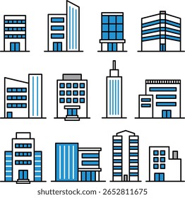 Este é um ícone ilustração conjunto de edifícios de escritórios. Espero que o considere útil.
