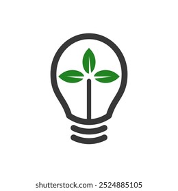 This is an icon of a light bulb with leaves growing out of it. The icon is a symbol of sustainability, energy efficiency, and environmental awareness.