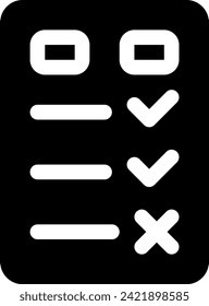 este icono o icono de lista de verificación de logotipo u otro en el que se explique la forma de respuesta o aprobación que se presenta en forma de lista de comprobación y otros o diseño de software de aplicación 
