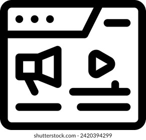 this icon or logo SEO and promotion icon or other where it explaints strategies carried out by a company in marketing products, examples here are features and others or design application software 
