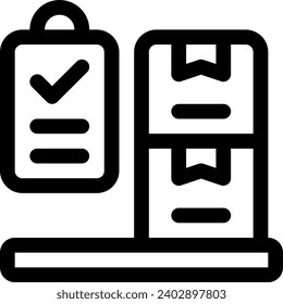 this icon or logo supply chain icon or other where it explains the something that needs to be prepared, whether it is a warehouse, documents and others in the flow of goods delivery or other 