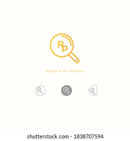 This is the icon for looking for rupiah currency. It is suitable for use in financial applications for websites or applications on smartphones.