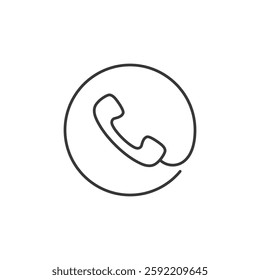 This icon presents a sleek, modern telephone handset within a circle. Its clean design enhances the user interface, offering a recognizable, intuitive symbol for communication functions