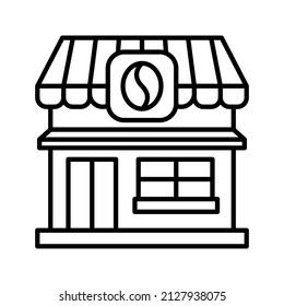 This is an icon related to a coffee shop that uses a simpleoutline style