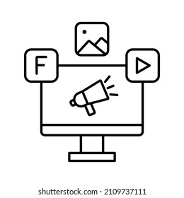 This is an icon related to digital marketing or business with an outline style, which you can use for your project needs
