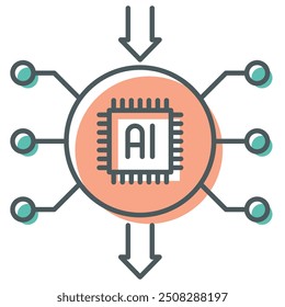 This icon represents an AI-powered inference engine that derives conclusions based on available data.