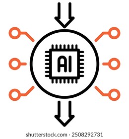 This icon represents an AI-powered inference engine that derives conclusions based on available data.