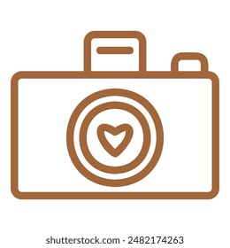 This icon represents a camera with a heart in the lens, suggesting a focus on capturing love and special moments.