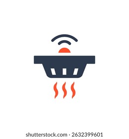 This icon represents a comprehensive work safety alert system with heating and notification features, making it ideal for essential safety signage in various workplace environments