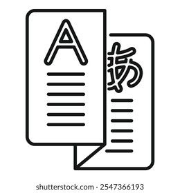 This icon represents the concept of language translation, bridging communication gaps across cultures