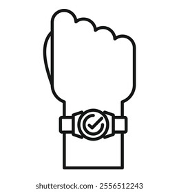 This icon represents the concept of a successful outcome being displayed on a smartwatch