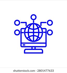 This icon represents a connected Earth or Wide Area Network (WAN) concept. It symbolizes global connectivity, internet communication, network infrastructure, data exchange, and worldwide digital communication. Commonly used for networking, cloud services, telecommunications, web technologies, and global information systems.