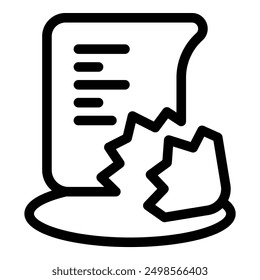 This icon represents a contract being broken, symbolized by torn paper
