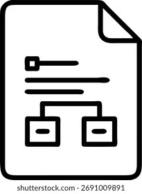This icon represents a document with a flowchart, ideal for illustrating business processes, data analysis, and strategic planning in a clear and concise manner.
