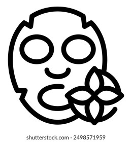 Este icono representa una mascarilla con una flor, que simboliza el cuidado natural de la piel