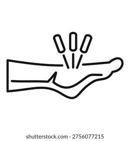 This icon represents hand acupuncture, a traditional chinese medicine technique, used to alleviate pain and restore energy balance