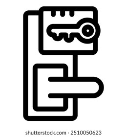 This icon represents a hotel keycard being used to unlock a door, granting access to a room