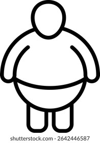 Este icono representa una figura humana con condiciones específicas de sobrepeso u obesidad importantes en el contexto de la salud, la nutrición y la aptitud física.