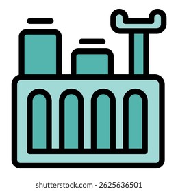 This icon represents a hydroelectric power station generating renewable energy
