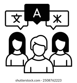 This icon represents language diversity, emphasizing the multitude of languages spoken across the globe.