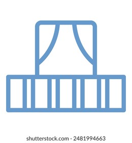 This icon represents a stage with a curtain. It symbolizes performance, presentation, and the opening of a new act.
