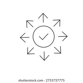 This icon represents successful completion, comprehensive distribution, or widespread approval and validation visually.