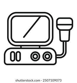 Este ícono representa una máquina de ultrasonido, comúnmente utilizada en la atención médica para diagnóstico por imágenes