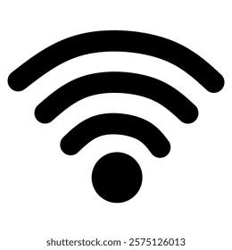 This icon represents a Wi-Fi connection. The curved lines symbolize wireless radio waves, while the dot in the center often indicates the strength of the signal