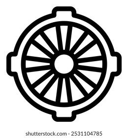 This icon of a round engine turbine part is perfect for any project needing a mechanical illustration