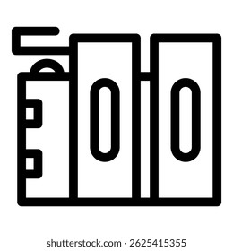 This icon of a server room is representing cloud computing and data storage