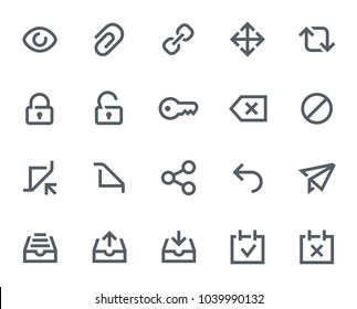 This Icon Set In Bold Outline Style Contains Icons Like View, Key And Archive. These Vector Icons Will Look Great In Any User Interface Design. Pixel Perfect At 64x64.