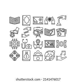 this is the icon set of educational subject that uses outline style