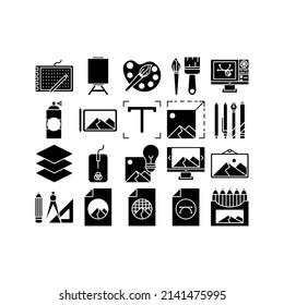 this is the icon set of graphic design that uses solid style