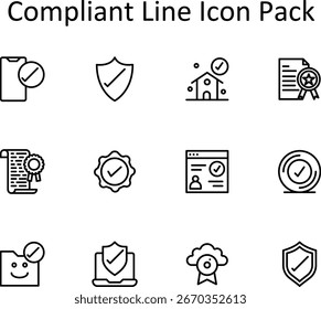 Este conjunto de ícones inclui 12 ícones estilo Linha representando Compatível. Ótimo para interface de usuário móvel, Web ou de aplicativo.