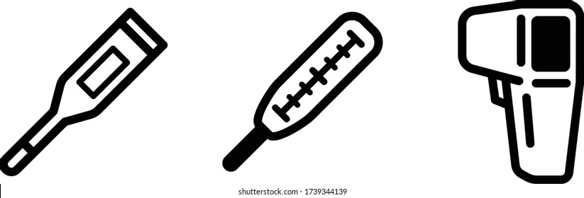 this is icon set of medical thermometer.