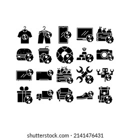 this is the icon set of product discount that uses solid style