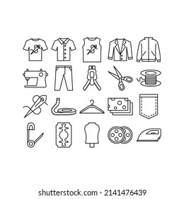 this is the icon set of sewing that uses outline style