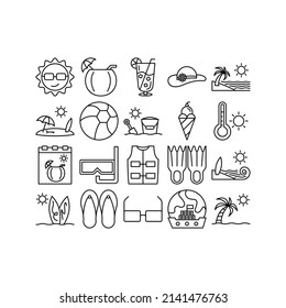 this is the icon set of summer that uses outline style