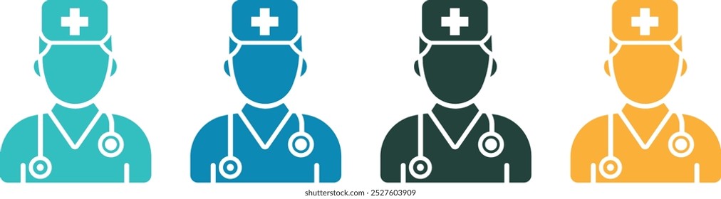 This is an icon set that is doctor and narch icon set illustration.