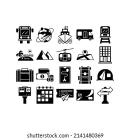 this is the icon set of travel that uses solid style