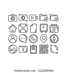 this is icon set user interface with simple outline style