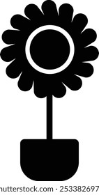 This is an icon in the shape of a sunflower with a pot underneath it.