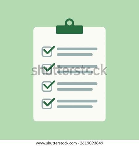 This icon show a clipboard with checkmark, representing task management, completion tracking, and organization through structured checklist.