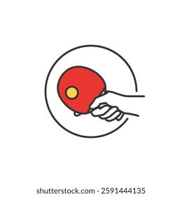 This icon showcases the shakehand grip position of a table tennis racket. It highlights the agility, precision, and quick reflexes. A yellow ball adds a touch of intensity to the design.