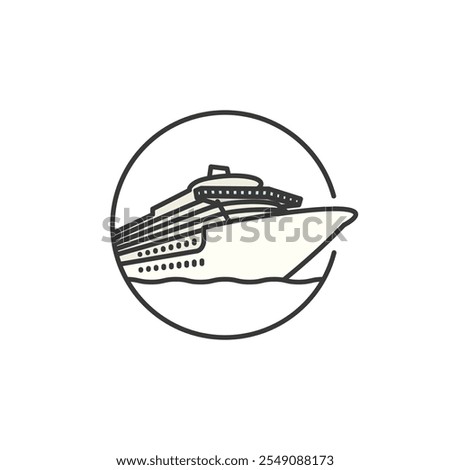 This icon shows an elegant cruise liner, embodying luxury travel and ocean exploration. It's perfect for enticing travelers with the promise of adventure and relaxation on the high seas