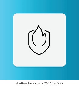 This icon shows a flame inside a shield, symbolizing heat protection for hair from styling tools or heat damage.