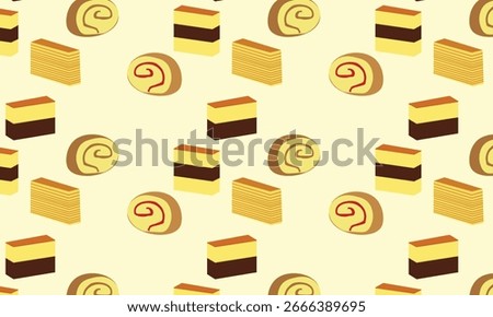 This icon shows some typical Indonesian breads with different flavors. There are chocolate, strawberry, and also something called roti lapis legit. This design is suitable for packaging or stickers.