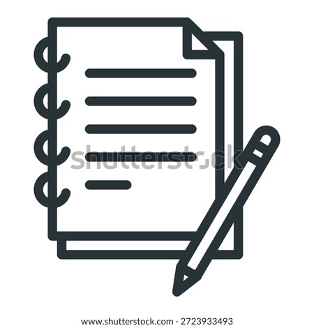 This icon signifies Writing, Task Management, or Documentation, showing a spiral notebook with a pencil, indicating the act of recording information or planning.