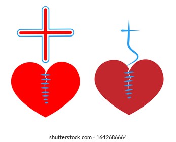 
This is an icon as a symbol of the idea of ​​the cross of Christ healing a broken heart.